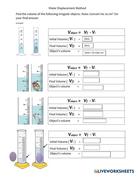 Volume Water Displacement Worksheet