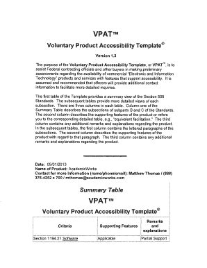 Voluntary Product Accessibility Template Section 508