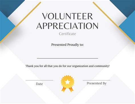 Volunteer Appreciation Certificates Free Templates