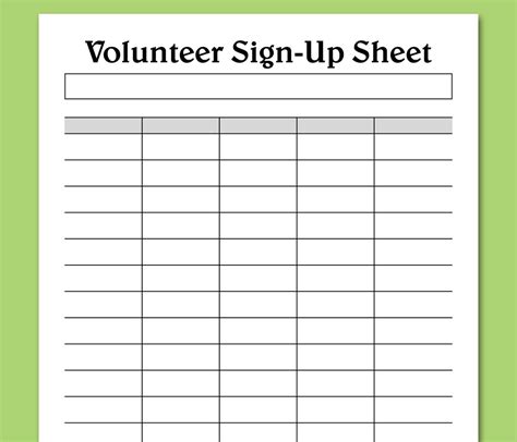 Volunteer Sign Up Form Template