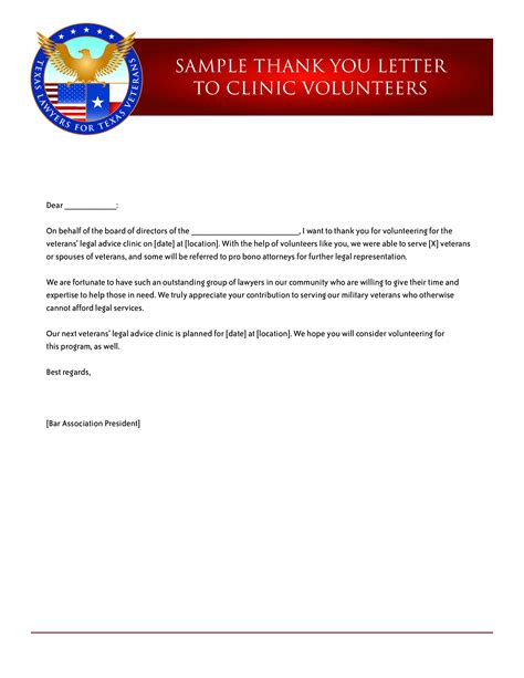 Clinic Volunteer Thank You Letter Templates at
