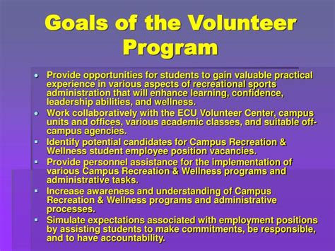 Volunteer Program Goals