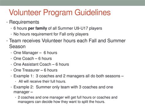 Volunteer Program Guidelines