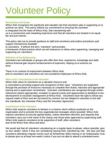 Volunteer Program Policies And Procedures