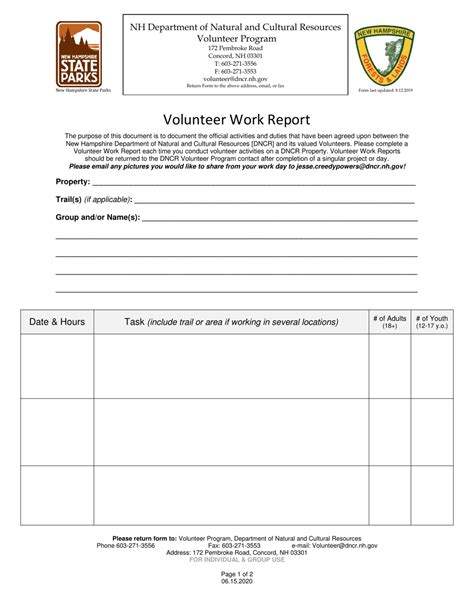 Volunteer Report Template
