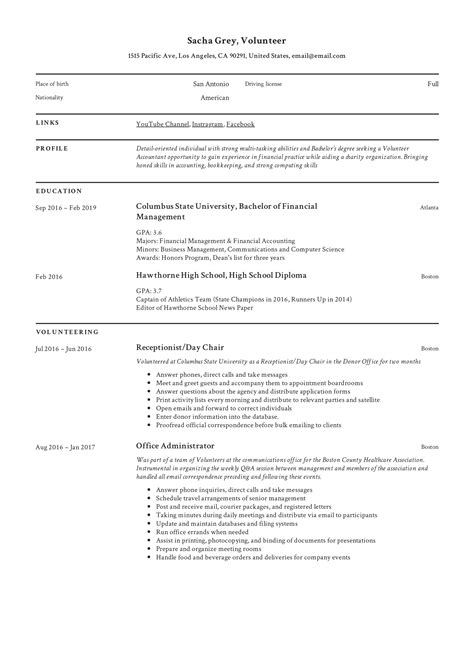 Volunteer Work In Resume