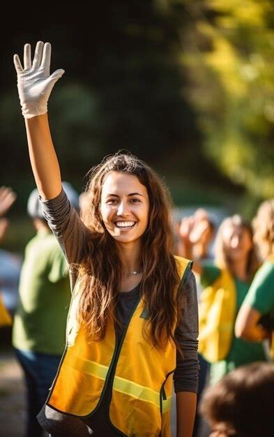 Volunteer raising hand