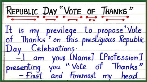 Vote Of Thanks Speech For Republic Day