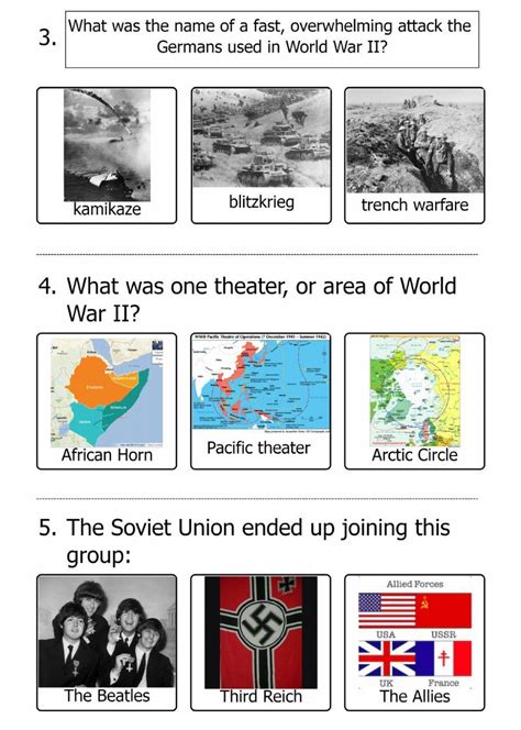 Ww Ii Printable Worksheets