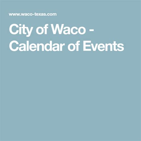 Waco Calendar Of Events