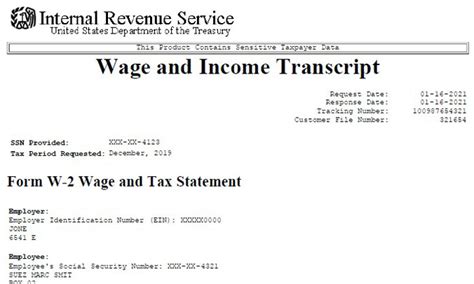 Wage and Income Transcript