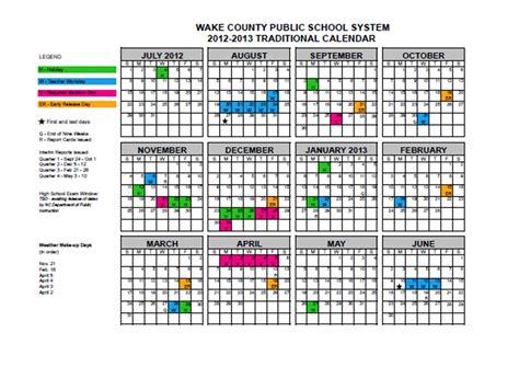 Wake Traditional Calendar