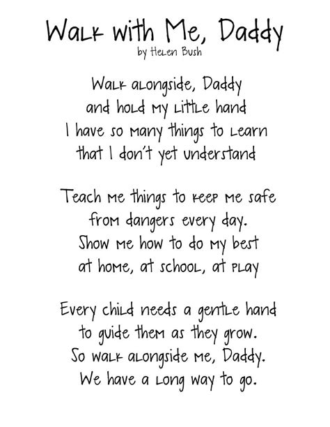 Walk With Me Daddy Poem Free Printable