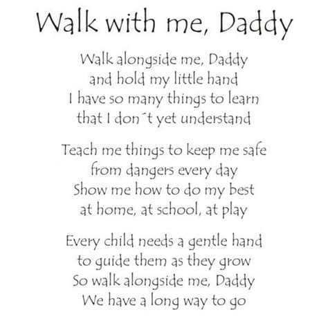 Walk With Me Daddy Poem Printable