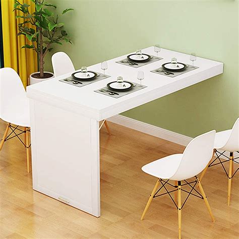 Large Wall Mount Drop Leaf Folding Table White Solid Wood 36 X 30 Inches Kitchen