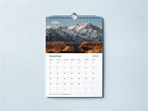 Free Premium Wall Calendar Mockup PSD & Template Set 2019 Psd templates, Mockup psd, Calendar