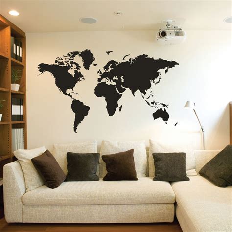 Map of The World Vinyl Wall Decal for Bedroom Decoration Map Vinyl Wall