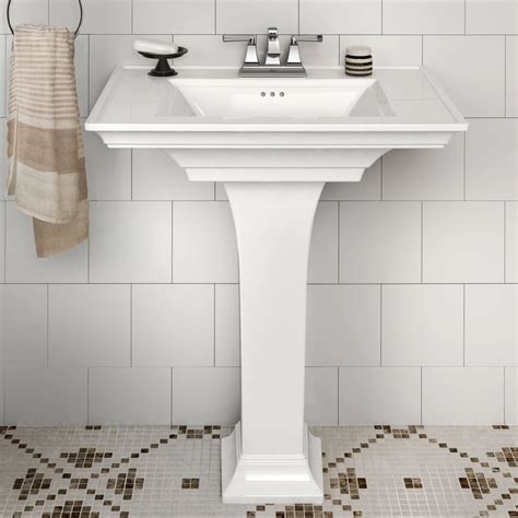 White Quartz 36inch Wallmount Pedestal Bathroom Sink Vanity with Metal Stand