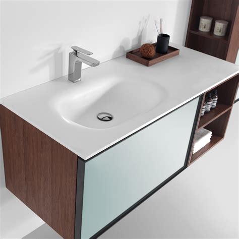 Kingston Brass White Quartz 30inch Wallmount Pedestal Bathroom Sink Vanity with Metal Stand