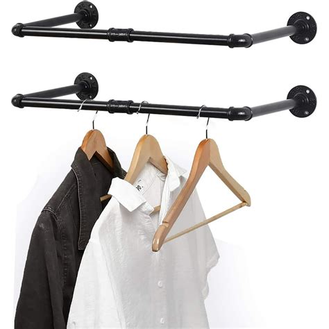 Wall Mounted Clothes Rack, 22Inch, Set of 2 Industrial Pipe Coat Hanger Clothes Rack, Multi