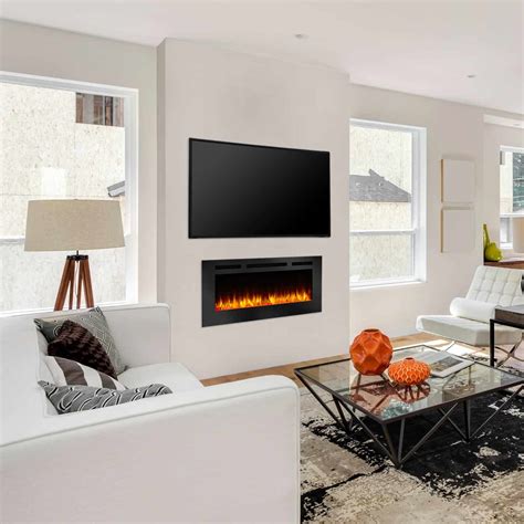 OKADA 50" Electric Fireplace Insert, 3.86" Ultra Thin Wall Mounted/ In Wall Easy Installation