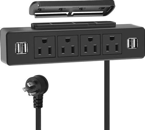 Weltron Wall Mount 6 Outlet Surge Protector Power Strip 15 ft. Black 840349108827 eBay