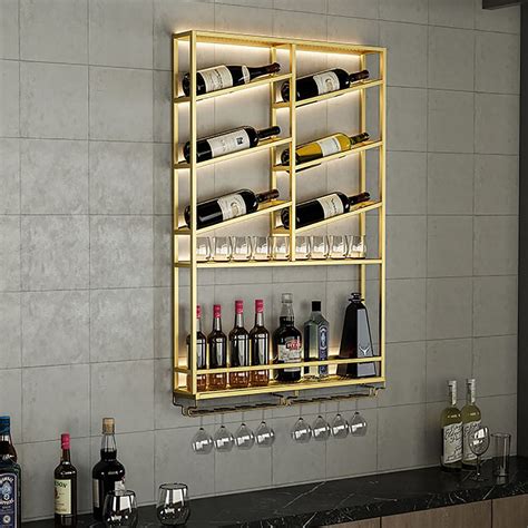 Wine Rack Wall Hanging, Wine Wall Shelf, Wrought Iron Wood Bar Restaurant Wine Lattice