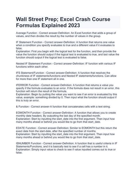 Wall Street Prep Excel