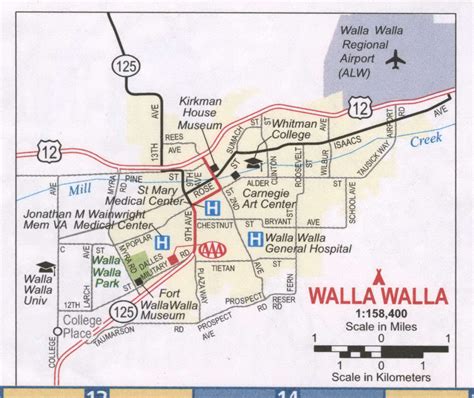 Aerial Photography Map of Walla Walla, WA Washington