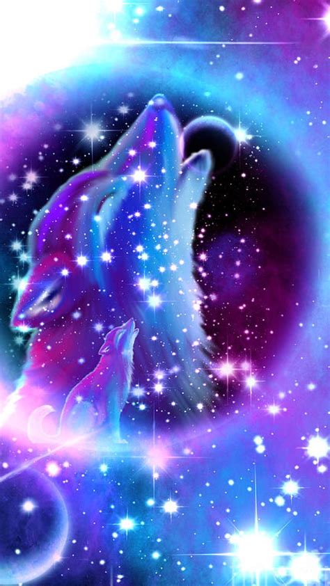 Wallpaper Galaxy Anime Wolves