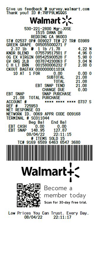 Walmart Online Receipt Template