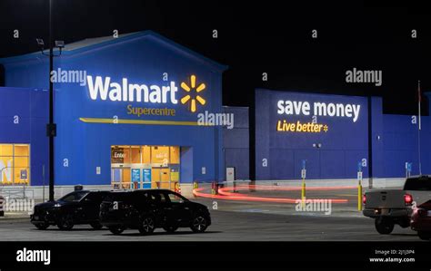 Walmart store front at night