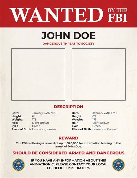 Wanted Fbi Poster Template - Great Research
