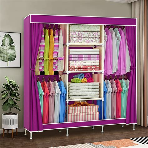 Bedroom Wardrobe Storage Closet Organizer in Medium Oak Finish