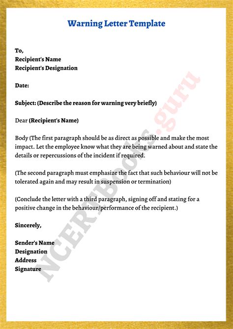 Warning Letter Format For Employee
