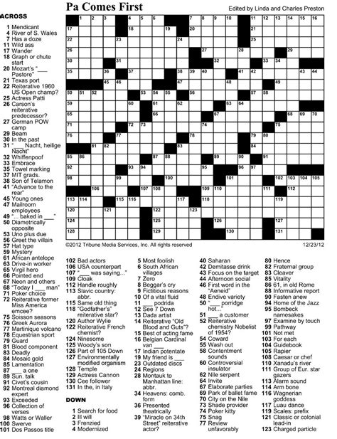 Washington Post Crossword Printable