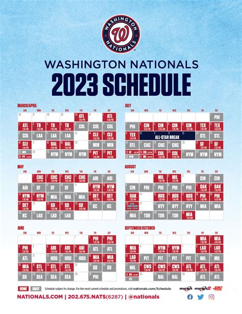 Washington Nationals Printable Schedule
