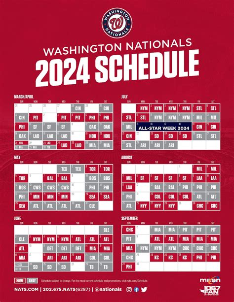 Washington Nationals Schedule Printable