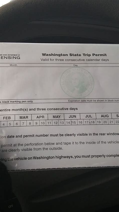 Washington State Trip Permit Template