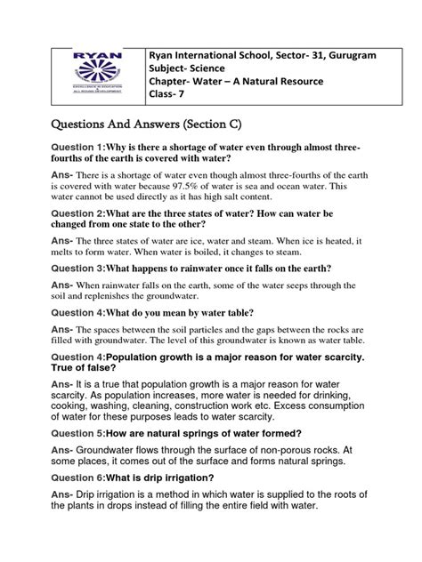 Water Image Questions And Answers