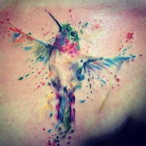 Water Paint Hummingbird Tattoo