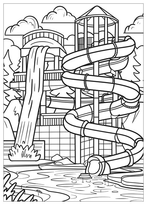 Splash into Fun with these Exciting Water Park Coloring Pages - Perfect for Kids and Adults!