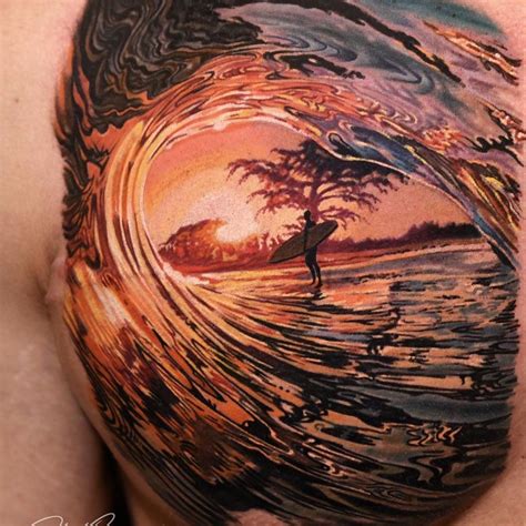 Mountains, water, outdoor tattoo. Add a little more