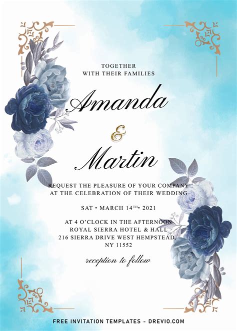 Premium Vector Beautiful floral watercolor wedding invitation template