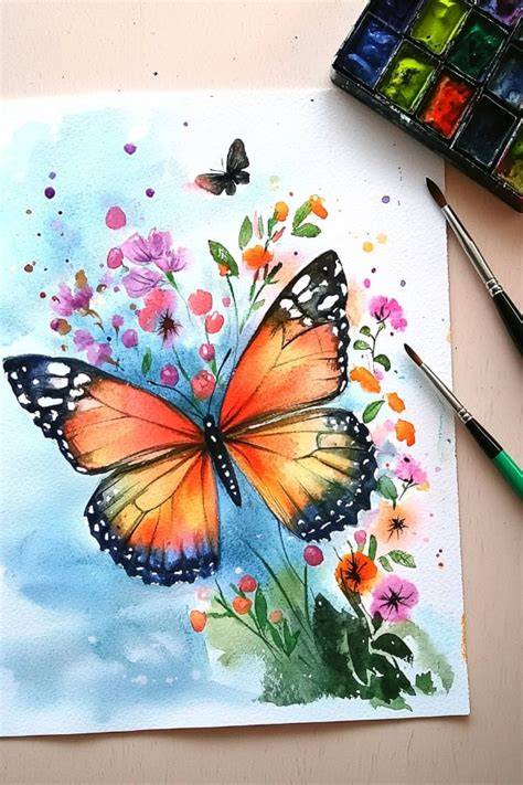 Watercolor Butterfly Drawing