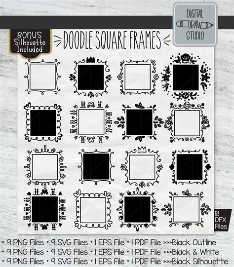 Download Watercolor Doodle Frames DXF Files