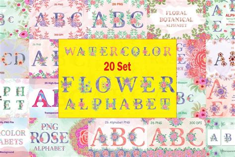 Download Watercolor Flower Alphabet Bundle DXF Files