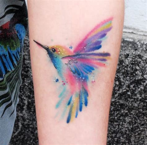 Watercolor Hummingbird Tattoo