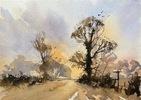 Watercolor Landscape For Sale