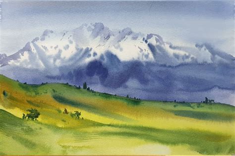 Watercolor Landscape Mountains